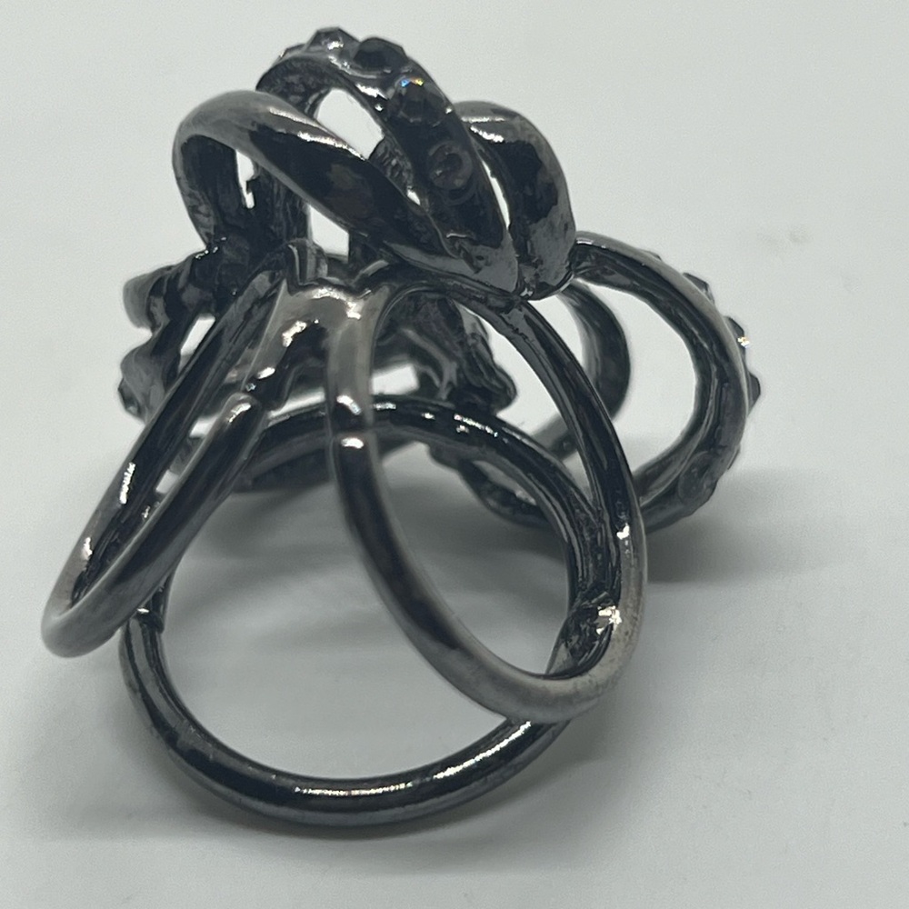 Silver Rhinestone Scarf Ring - image 3